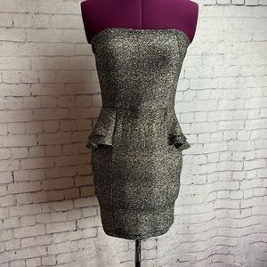 Karlie black and gold peplum style mini dress